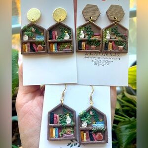 Bookshelves • Handcrafted Polymer Clay Earrings • Small Business